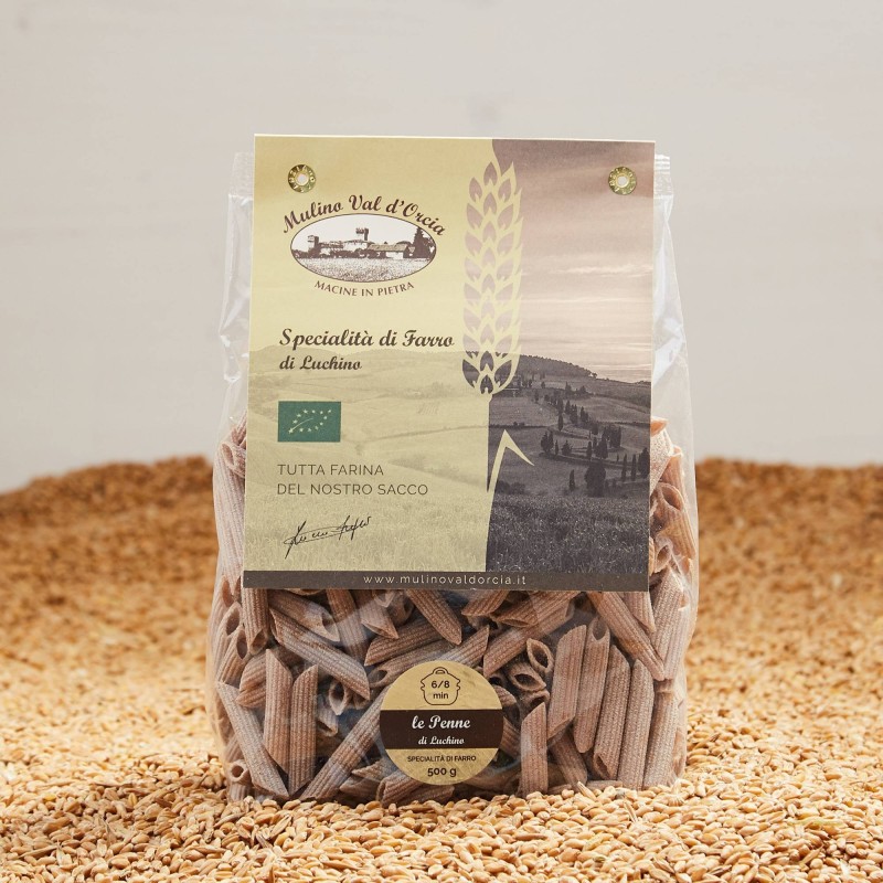 PENNE de Farro Entier Biologique - Mulino Val d'Orcia Toscane 500g