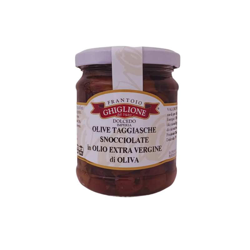 Entsteinte Taggiasca-Oliven in Olivenöl extra vergine - Ghiglione