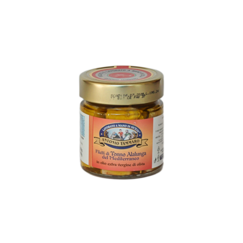 Tonno Alalunga pescato nel mediterraneo in vasetto di vetro 200 g